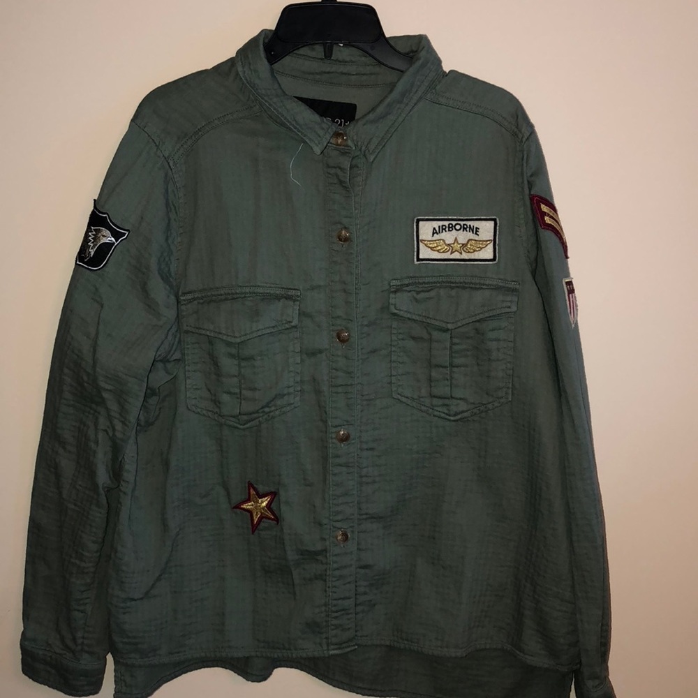 Olive Green Military long sleeve inspired top